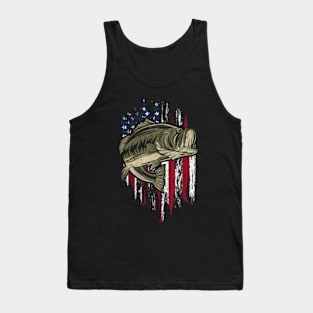 Bass Fishing American Flag 4Th Of July For Fisherman Tank Top
